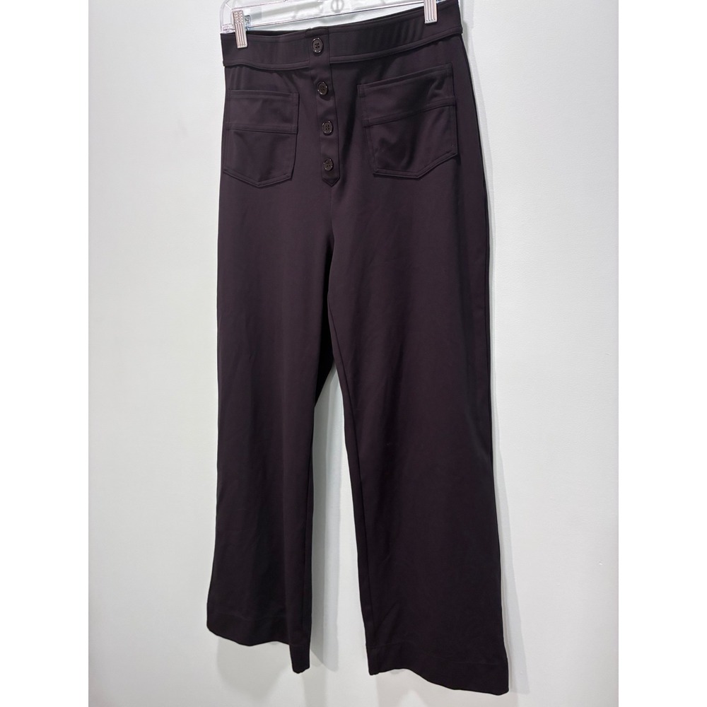 Halara Black Wide Leg High Waisted Button Front Patch Pocket Pants Large